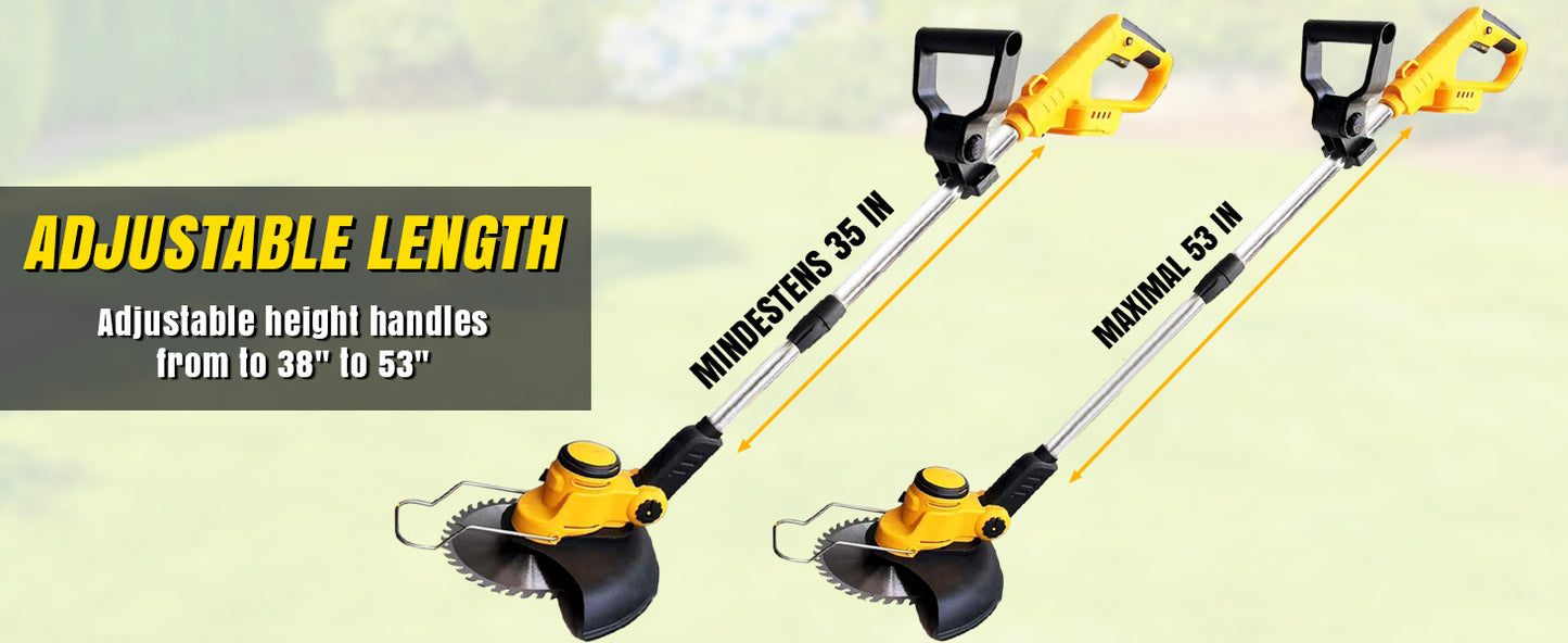 Electric Weed Wacker Cordless for Dewalt 20V Battery, 4-in-1 Battery-Powered Mower, Lightweight Cordless Weeder for Lawn, Yard and Brush Mowing (Battery Free, Yellow)