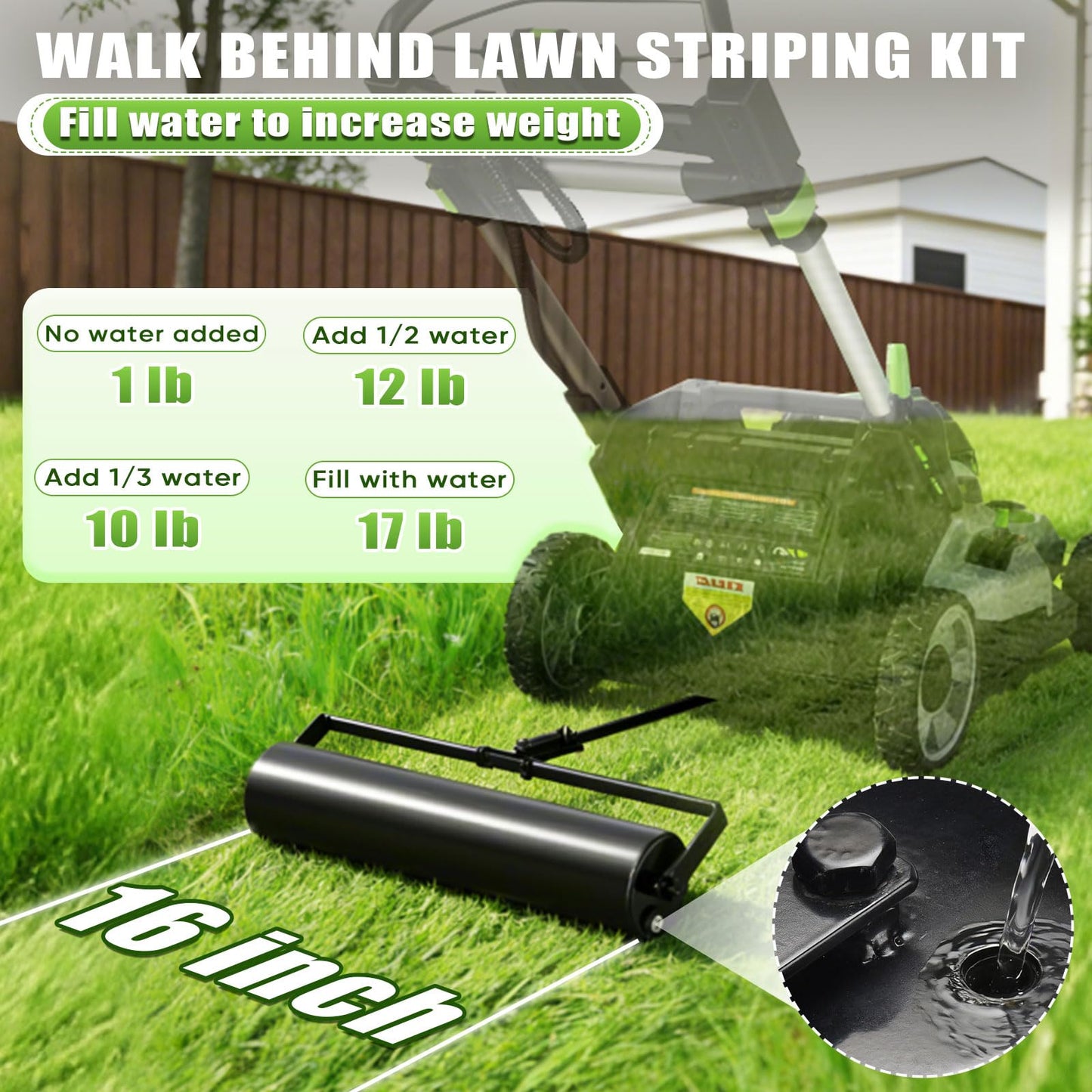 Lawn Striping Kit for EGO 21" Walk Behind Mowers - LM2100 Series, Flexible Turning Lawn Striper with Easy-Fill Water Port, Heavy Duty Steel Roller for Garden Professional Grass Stripes