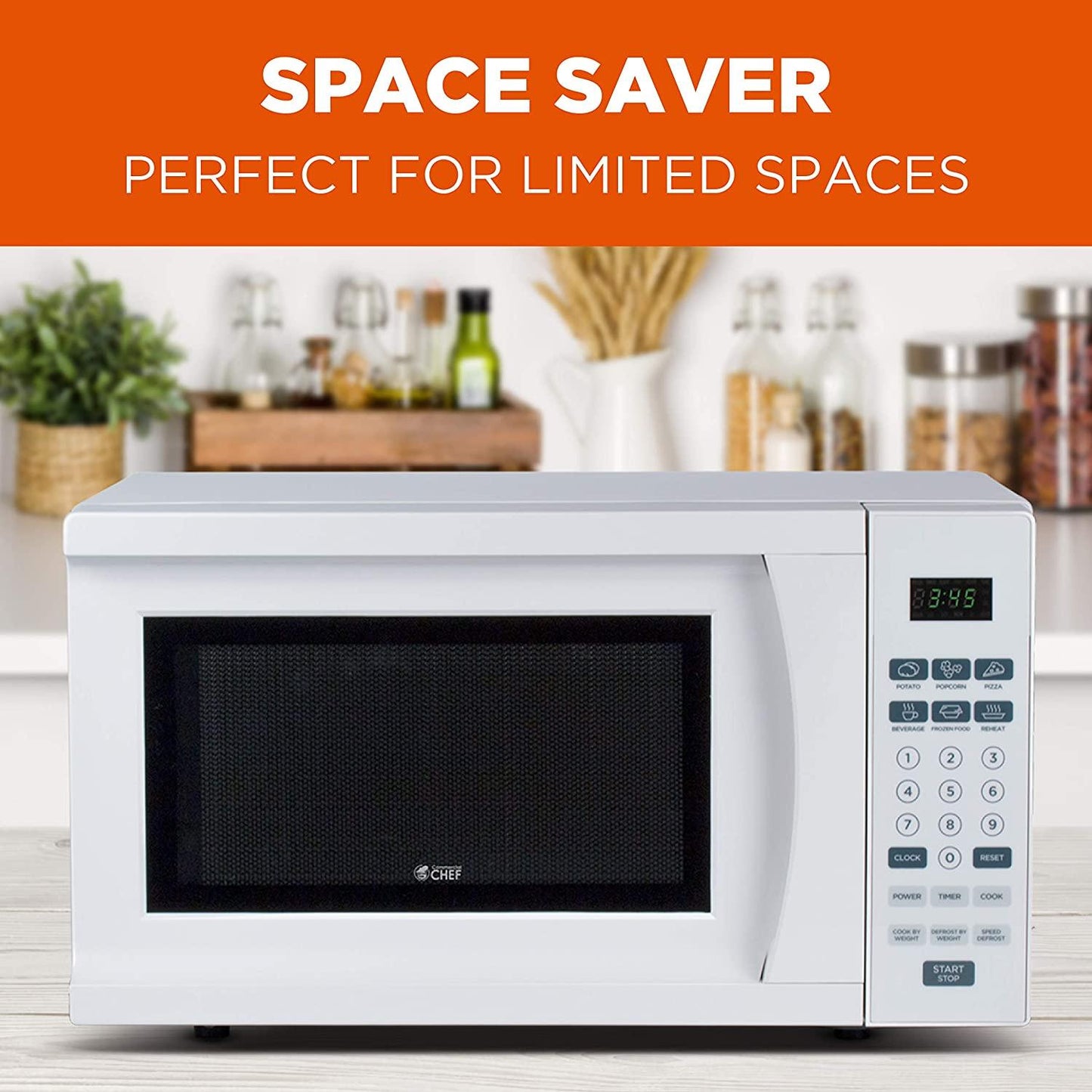 Commercial Chef CHM770W 700 Watt Counter Top Microwave Oven, 0.7 Cubic Feet, White Cabinet