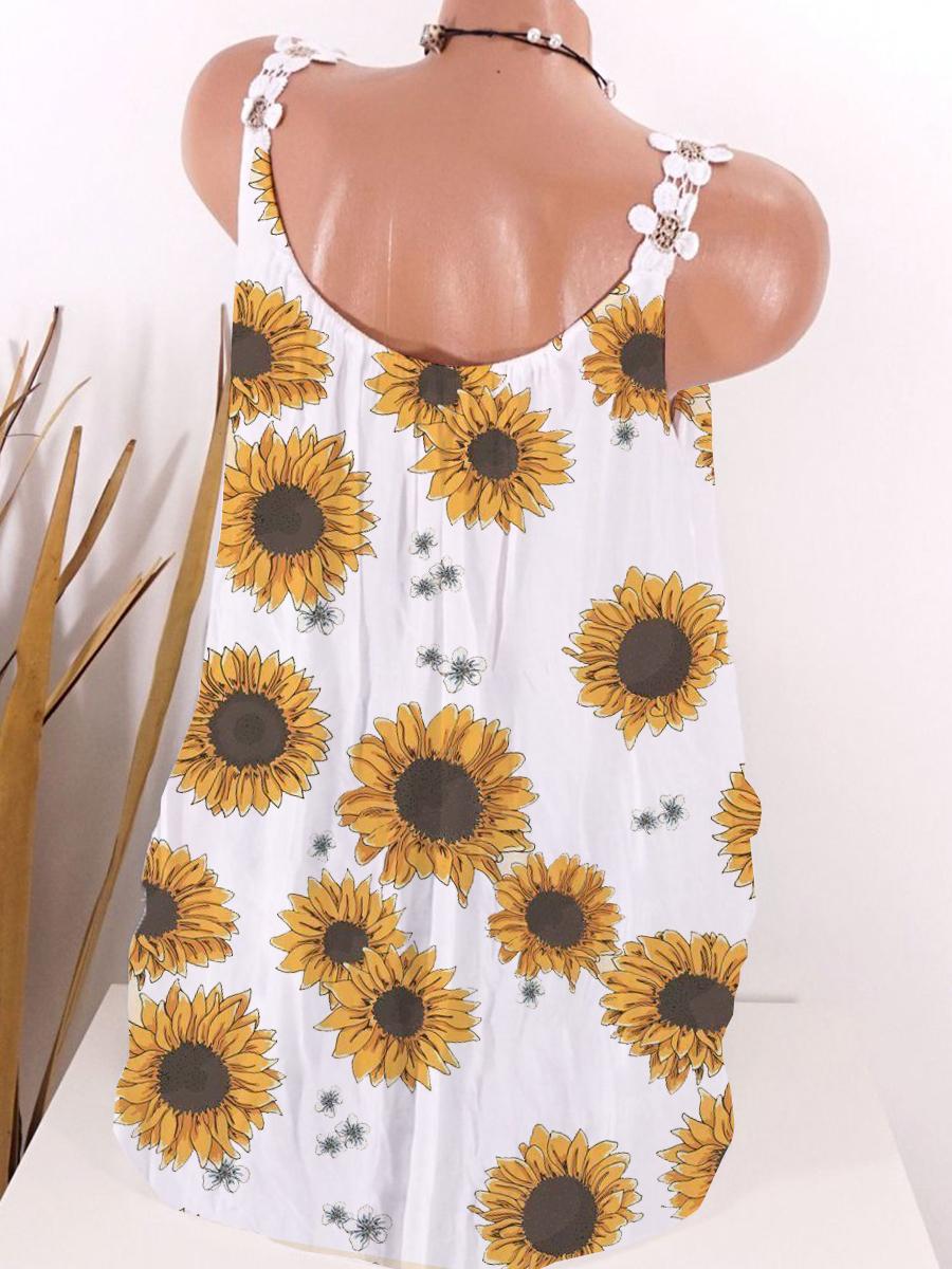 Floral Print Sleeveless T-shirt