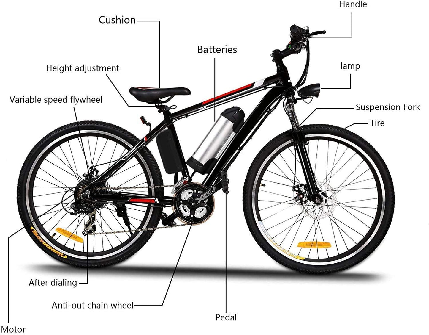 Electric Bike 26'' Electric Bicycle 21 Speed 36V Mountain E-Bike 8A Lithium Battery Electric Bicycle for Adult