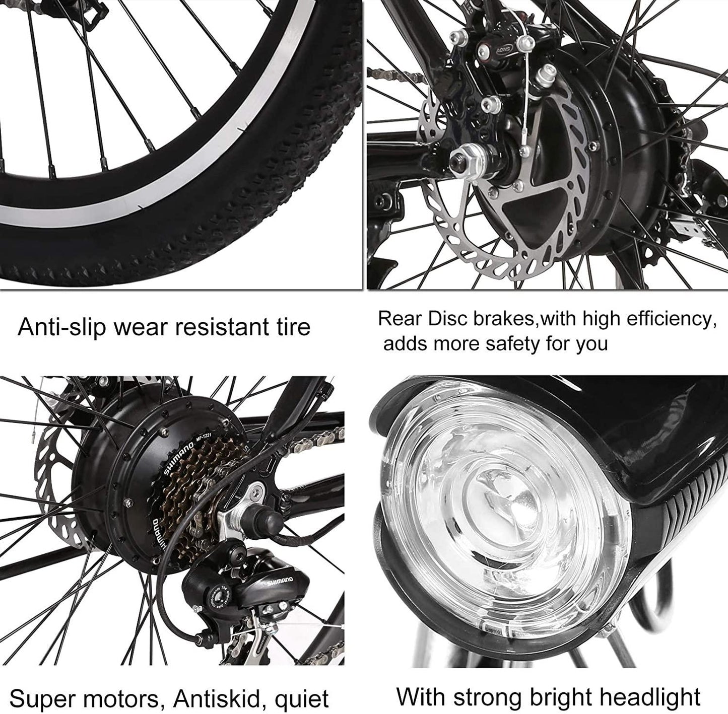 Electric Bike 26'' Electric Bicycle 21 Speed 36V Mountain E-Bike 8A Lithium Battery Electric Bicycle for Adult