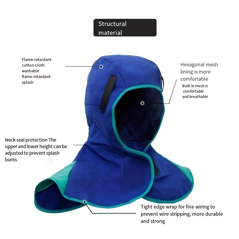 Welding Fireproof And Flame Retardant Hat, Dust-proof Shawl, Grinding Splash-proof Hat, Welder's Heat-resistant Shawl Hat