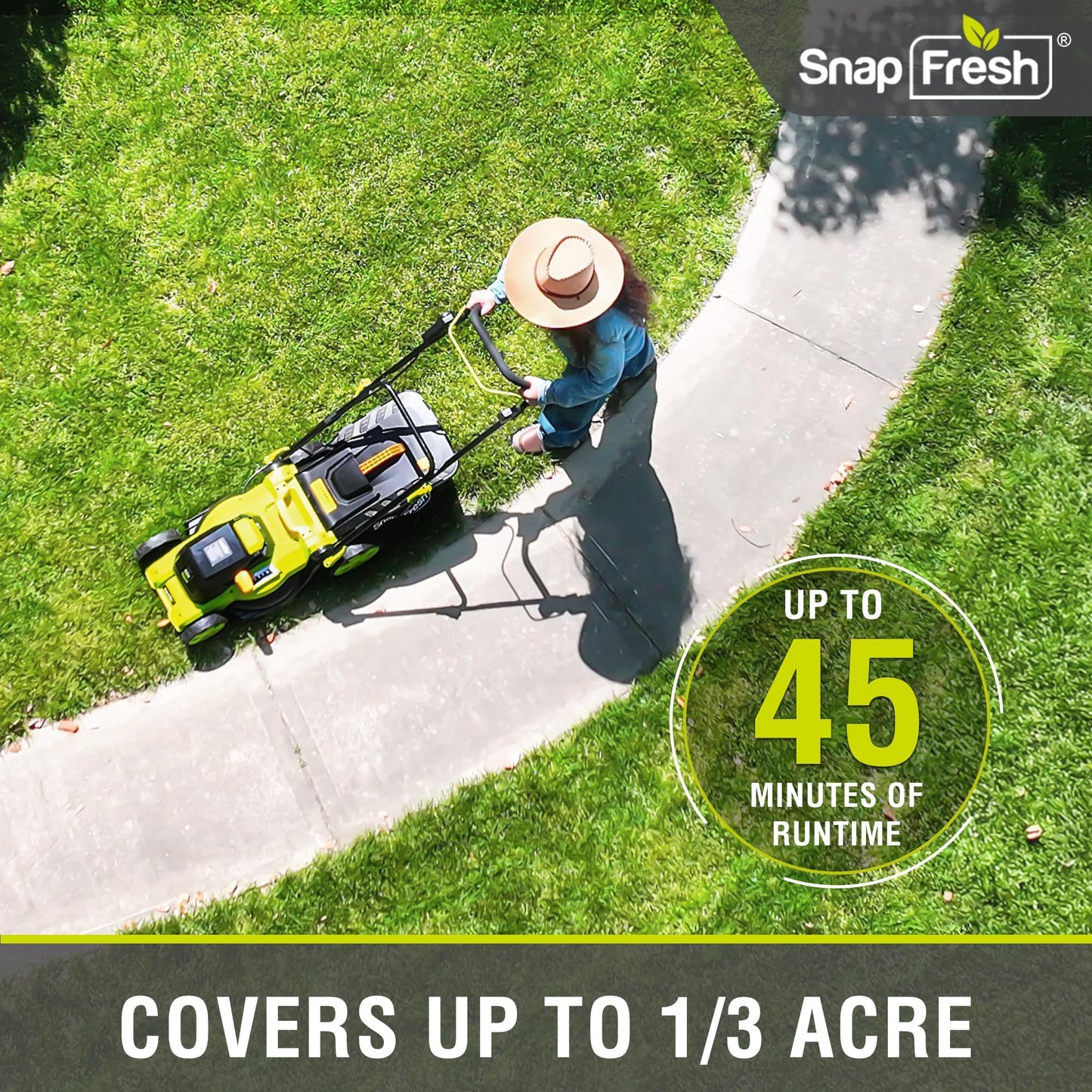 40V 17” Brushless Lawn Mower – 2 x 5.0Ah Batteries Electric Cordless Push Mower with Fast Charger, 6-Level Height Adjustment, 45L Grass Bag, Lightweight Battery Powered Mower