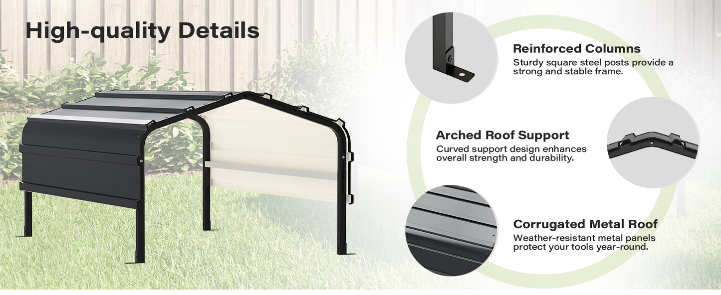 Robot Mower Garage, Outdoor StoraShed with Rust-Resistant Metal Roof, All-Weather Protection for Lawn Mowers, Garden Tool Fits Most Standard Lawn Mowers