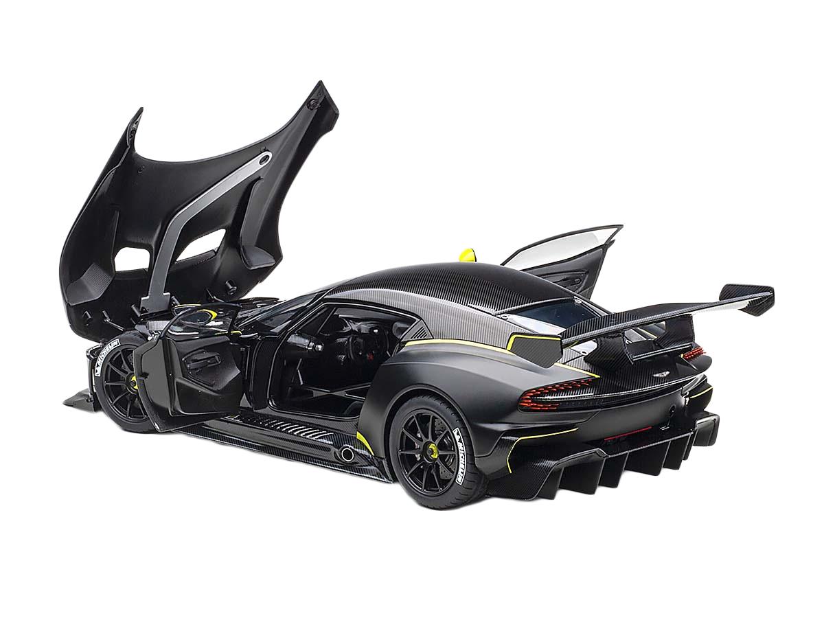 Aston  Vulcan Matt Black with Lime Green Stripes 1/18 Model Car by Autoart
