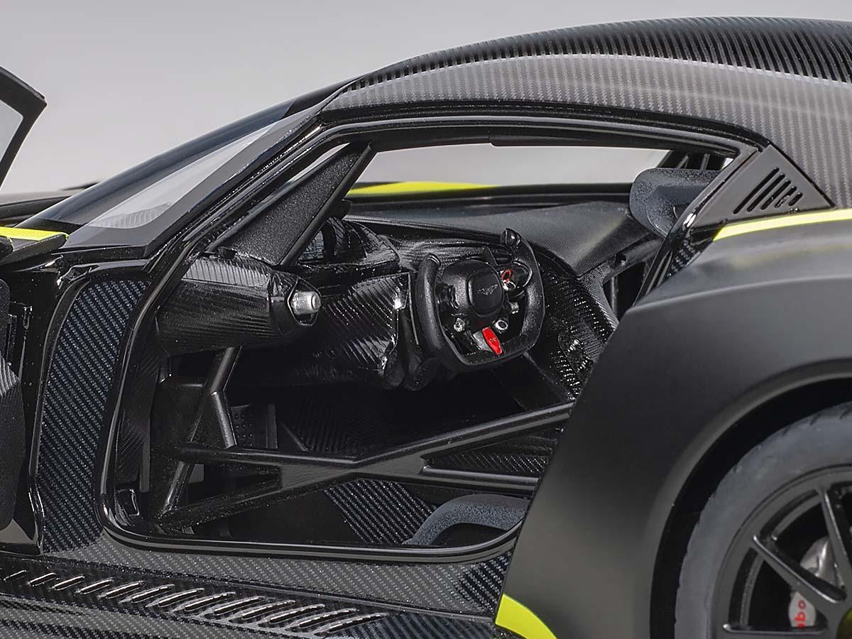 Aston  Vulcan Matt Black with Lime Green Stripes 1/18 Model Car by Autoart