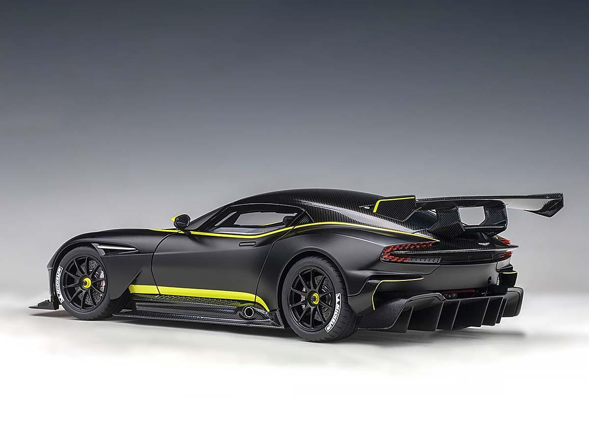 Aston  Vulcan Matt Black with Lime Green Stripes 1/18 Model Car by Autoart