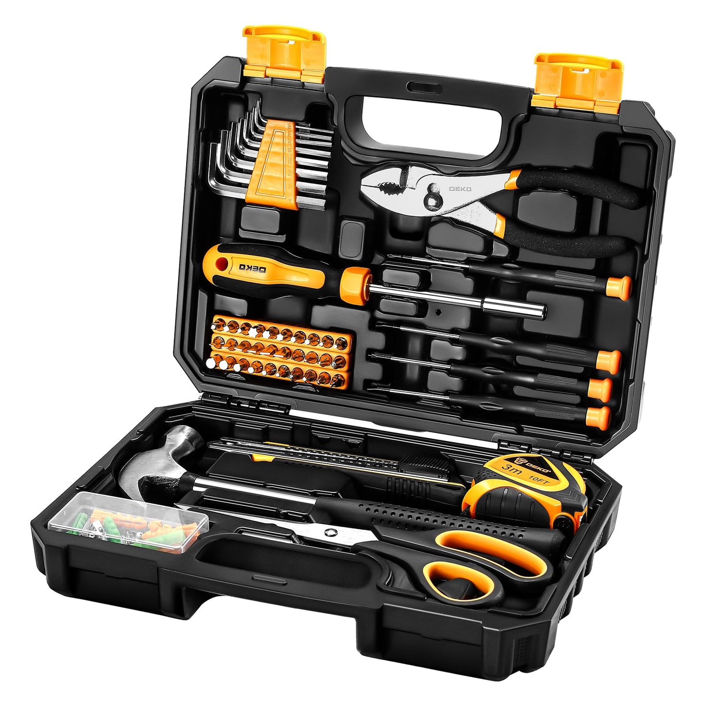 General Household Hand Tool Kit with Plastic Toolbox StoraCase, All Purpose Home Tool Kit Includes Essential Tools for Office ColleRepairs, 50 Piece