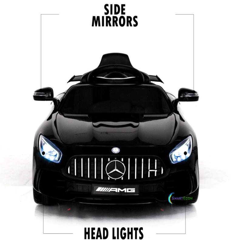 Electric power 12V Mercedes GTR ride on car for Kids with Remote Control Opening doors LED lights MP3 - Black