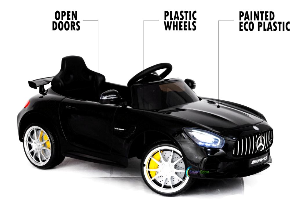 Electric power 12V Mercedes GTR ride on car for Kids with Remote Control Opening doors LED lights MP3 - Black