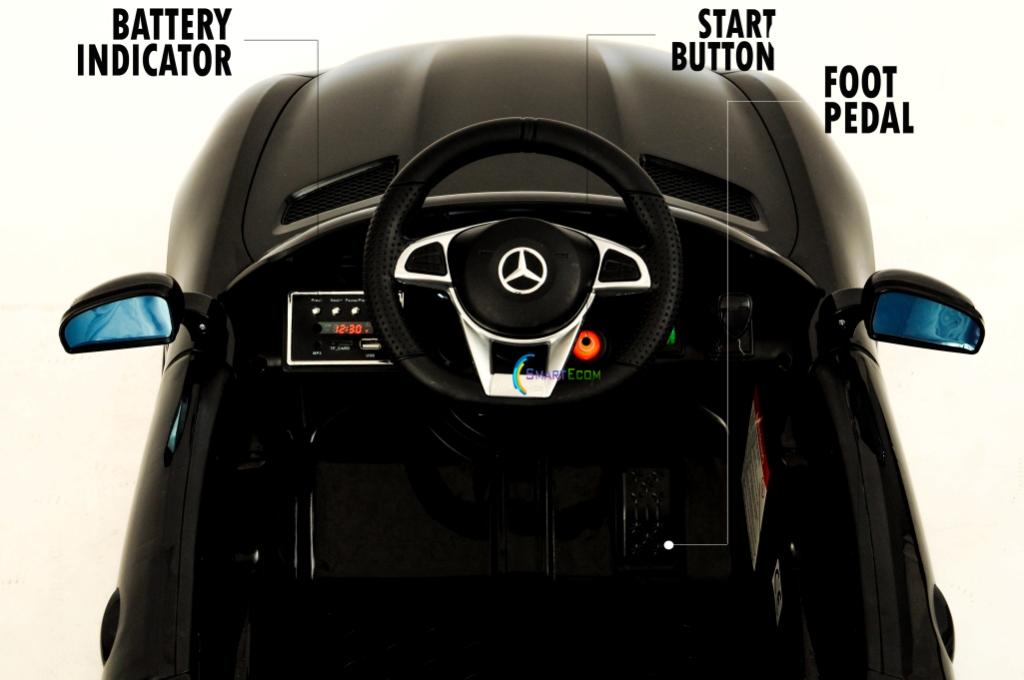 Electric power 12V Mercedes GTR ride on car for Kids with Remote Control Opening doors LED lights MP3 - Black