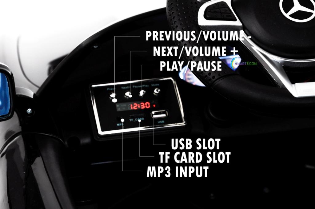 Electric power 12V Mercedes GTR ride on car for Kids with Remote Control Opening doors LED lights MP3 - Black