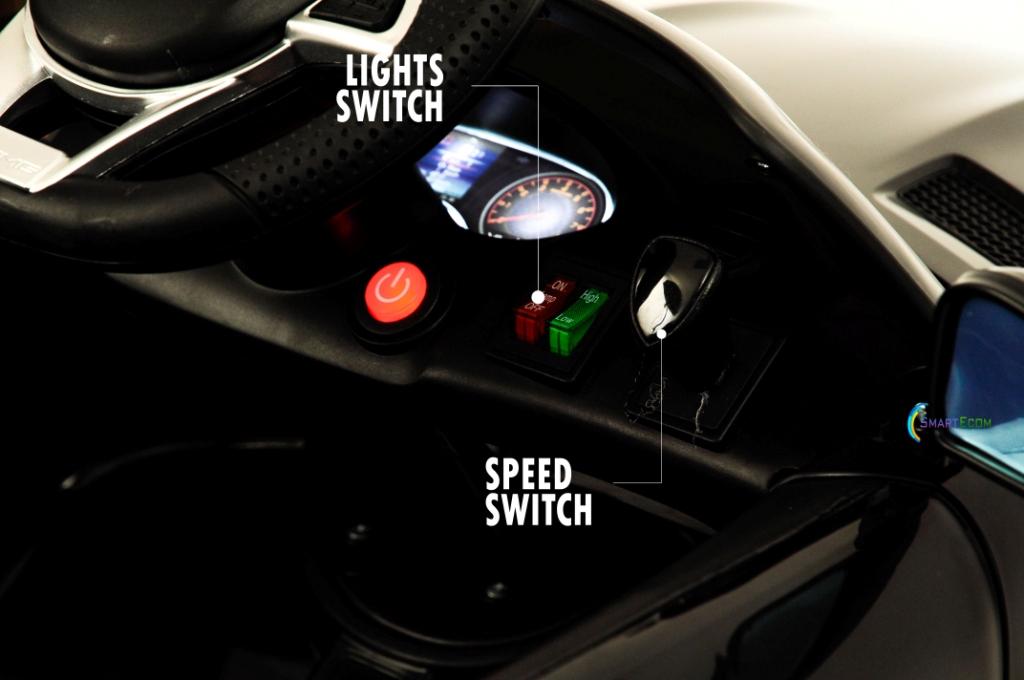 Electric power 12V Mercedes GTR ride on car for Kids with Remote Control Opening doors LED lights MP3 - Black