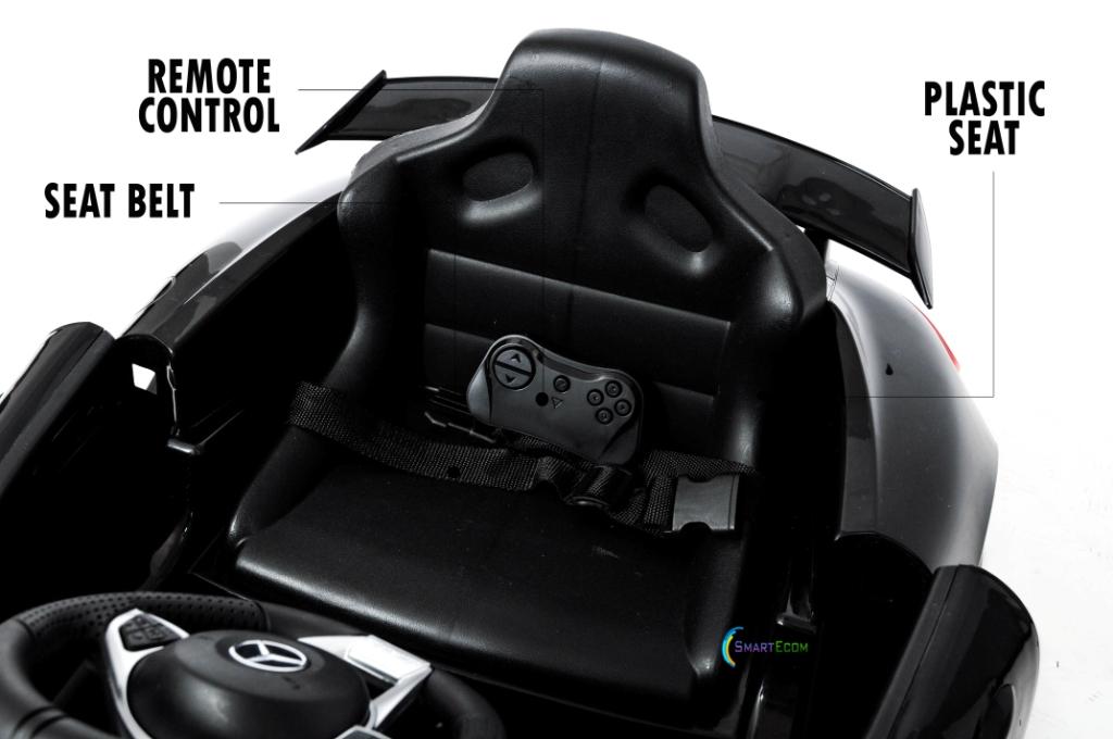 Electric power 12V Mercedes GTR ride on car for Kids with Remote Control Opening doors LED lights MP3 - Black