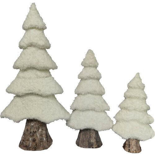 Fraser Hill Farm FHFTREES-WHT1 3-Piece White Furry Tree Set with