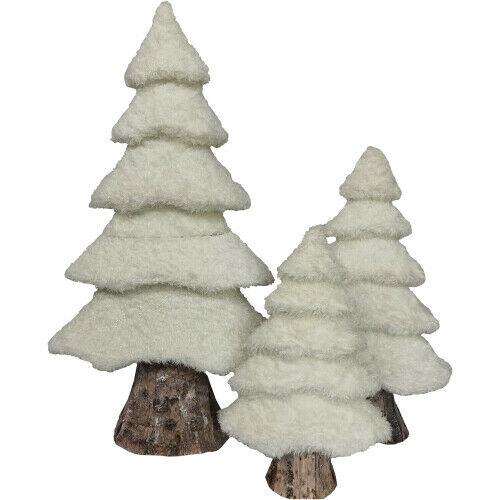 Fraser Hill Farm FHFTREES-WHT1 3-Piece White Furry Tree Set with