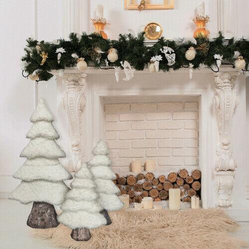 Fraser Hill Farm FHFTREES-WHT1 3-Piece White Furry Tree Set with