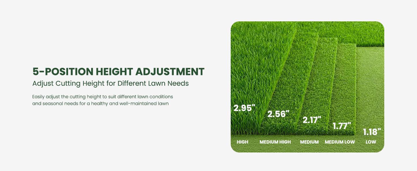 40V 16-Inch Brushless Cordless Lawn Mower with 4.0Ah Battery &amp; Charger, 2-in-1 Electric Push Mower, 5-Position Height Adjustment, Lightweight, Compact Storage, for Small Yards - Green
