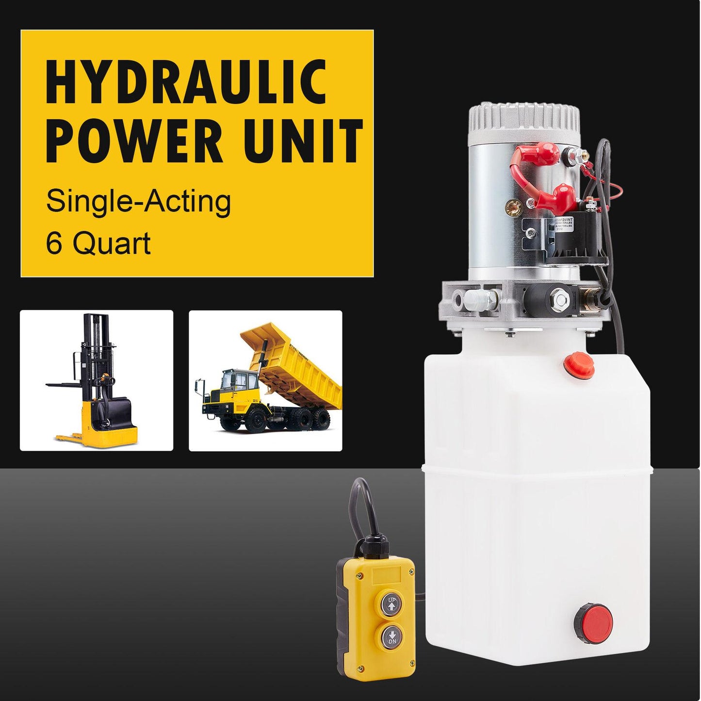 Single Acting 12V 6 Quart Hydraulic Pump for Aerial Platform Dump Truck Bed More