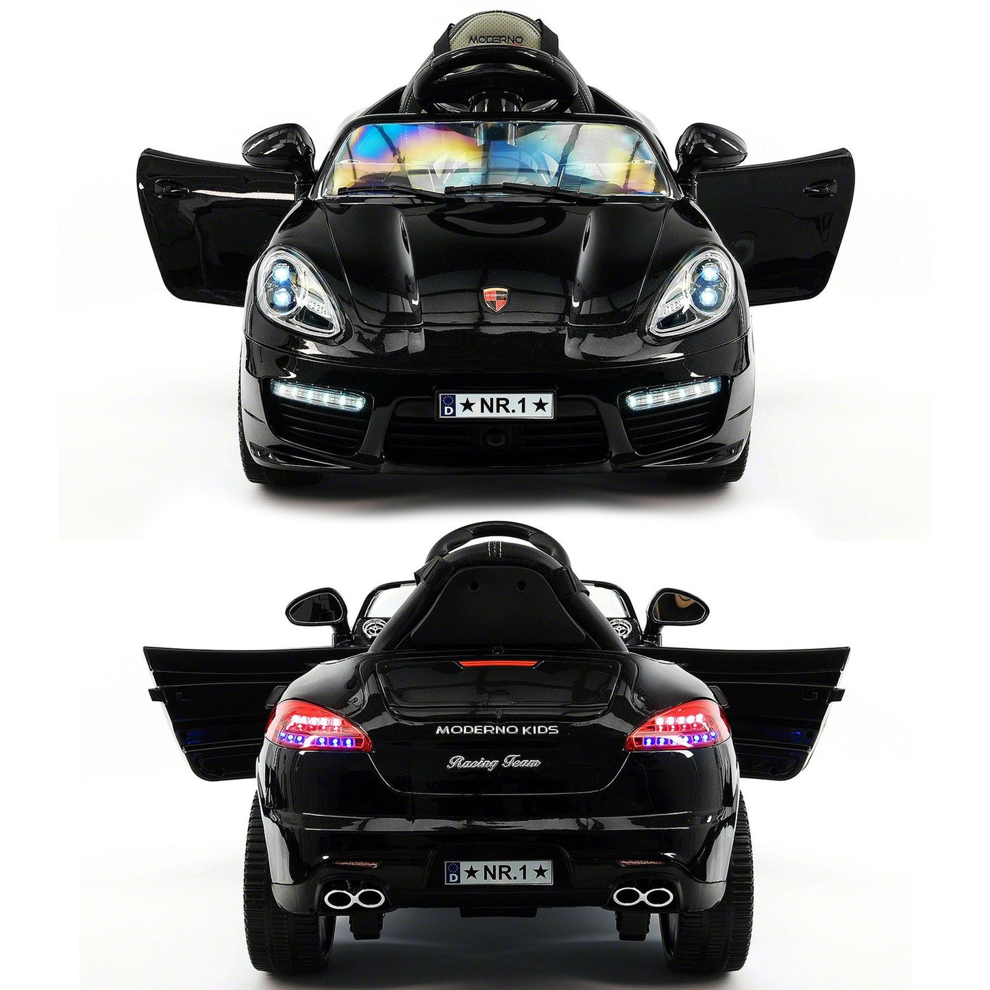 2023 Kids Sports 12V Ride On Car Battery Powered W/ Dining Table, Leather Seat, LED Lights