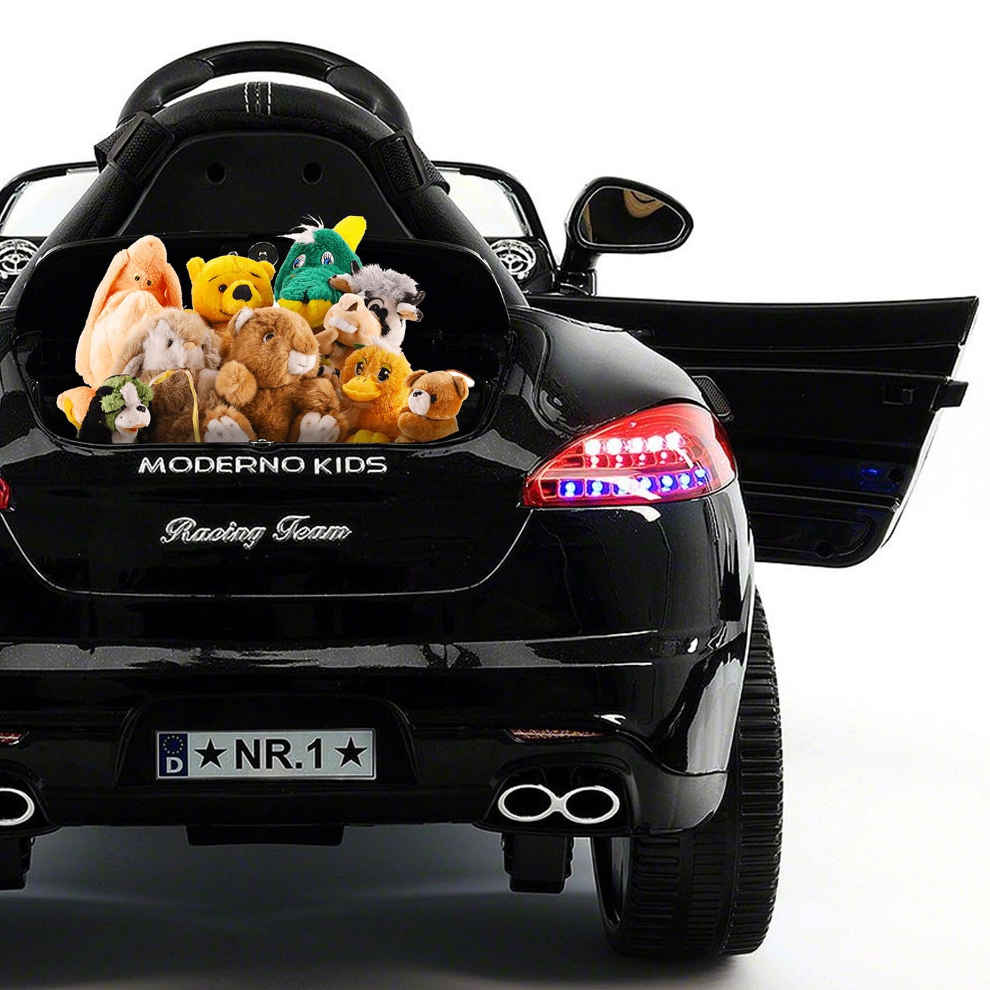 2023 Kids Sports 12V Ride On Car Battery Powered W/ Dining Table, Leather Seat, LED Lights