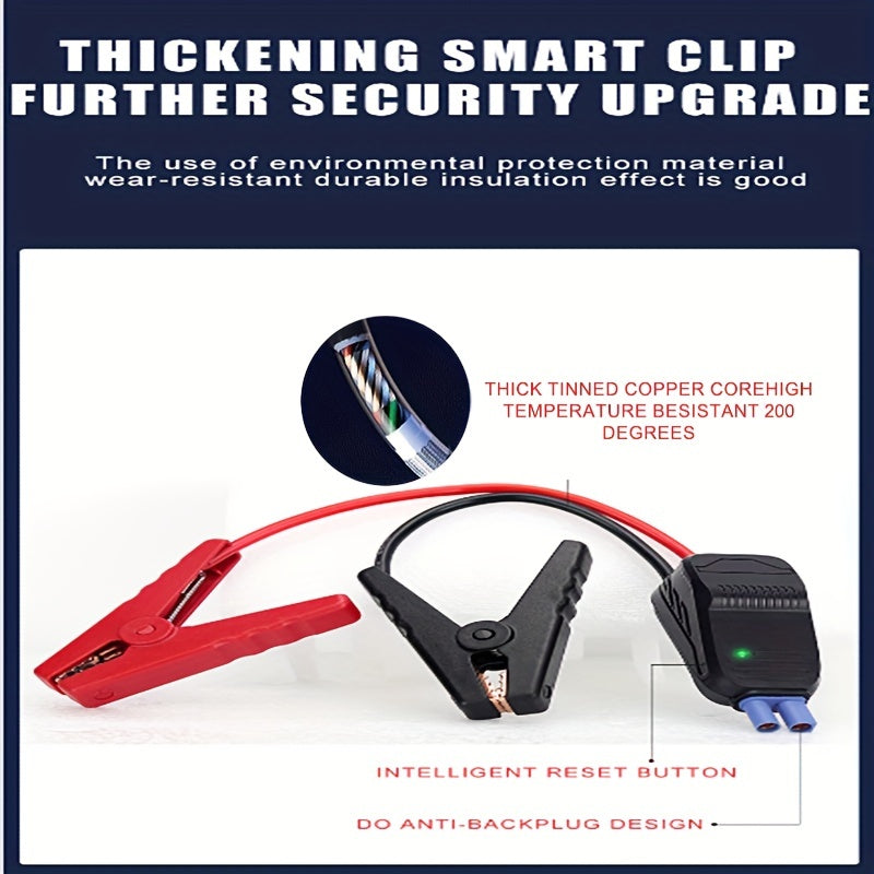 2000A Peak Current Jumper Cables Kit For Car Upto 12V 2.11gal Gas/1.59gal Diesel Engine With USB  Charging And  LED Jump Starter Battery Pack