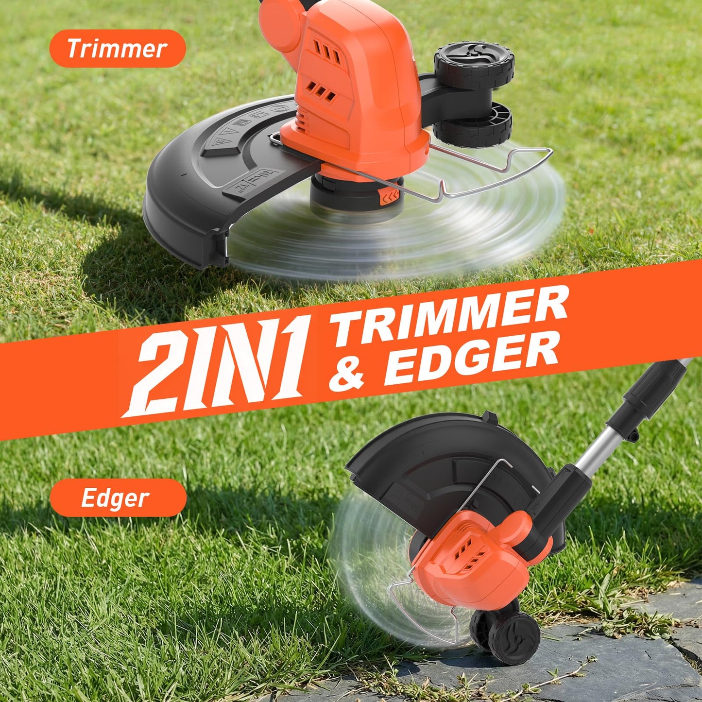 20V 13 Inch Electric Lawn Mower and 12 Inch Cordless Weed Wacker and 600CFM Cordless Leaf Blower Combo, Cordless Lawn Mower Set with 2 x 4.0Ah &amp; 2 x 3.0Ah Batteries and Dual Chargers
