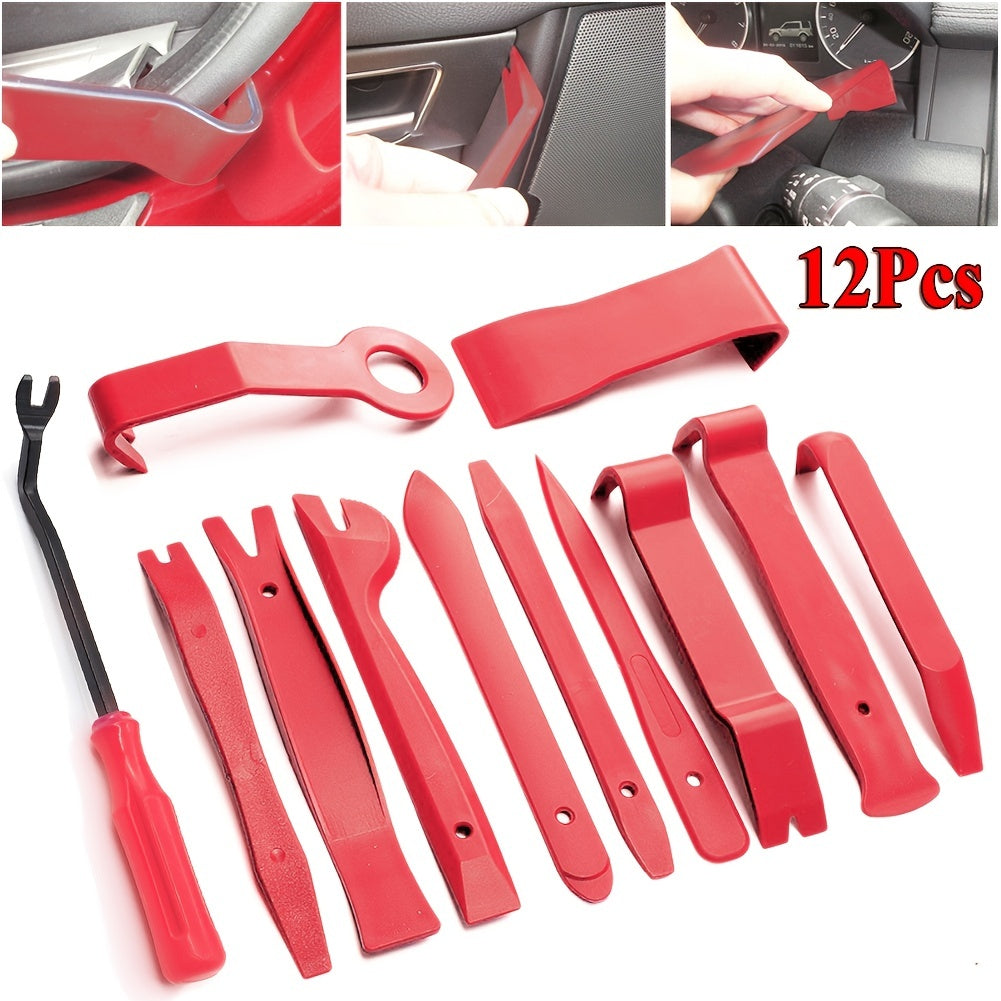 12PCS Auto Door Clip Panel Trim Removal Tools Kits Navigation Blades Disassembly Plastic Car Interior Conversion Repairing Tool