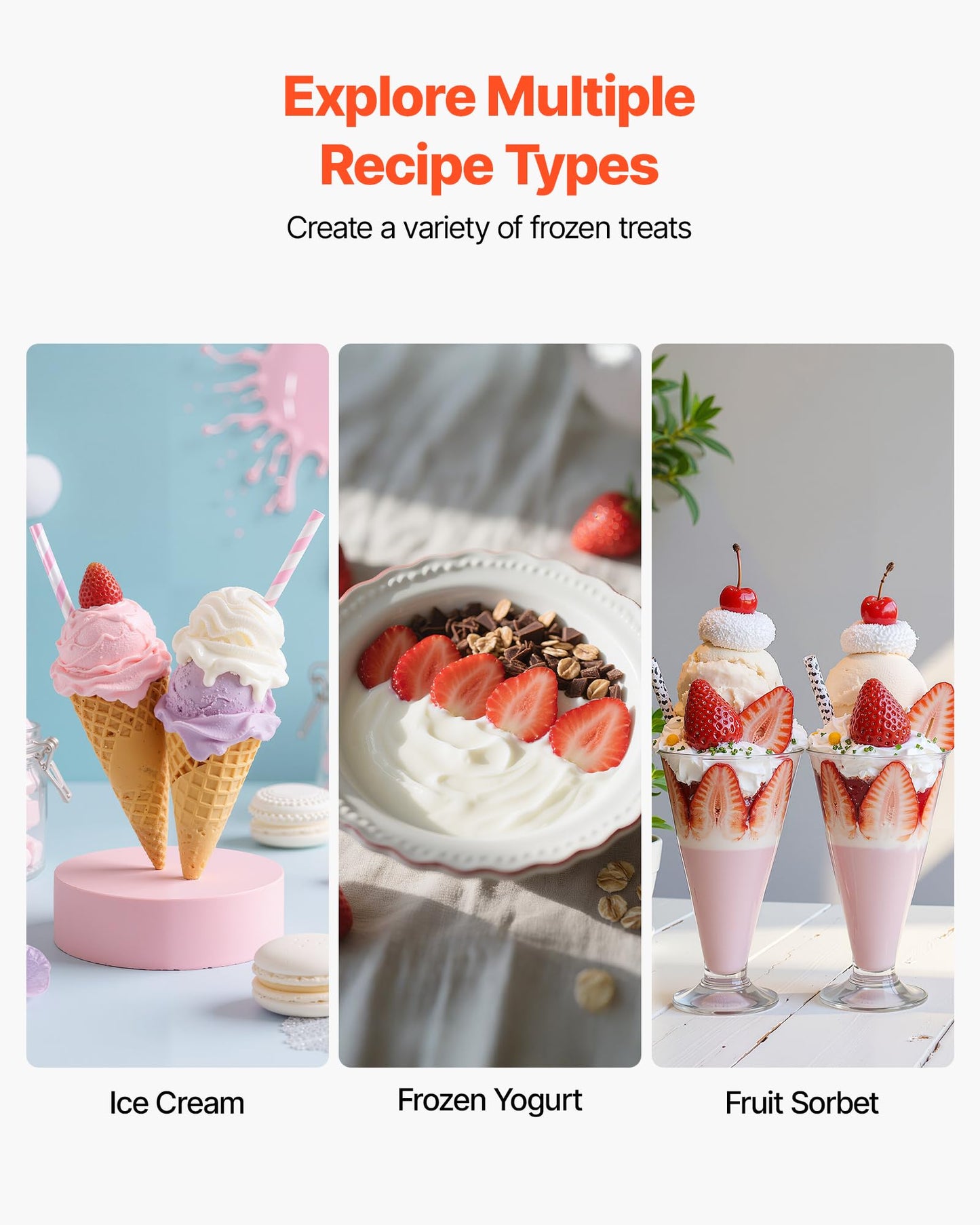 Ice Cream Maker, 2.11 Qt. LarCapacity, Electric Automatic Ice-Cream Machine, with Easy Operation & Cleaning,  Steel Shell, for Homemade Frozen Yogurt, Fruit Sorbet, Gelato, Silver