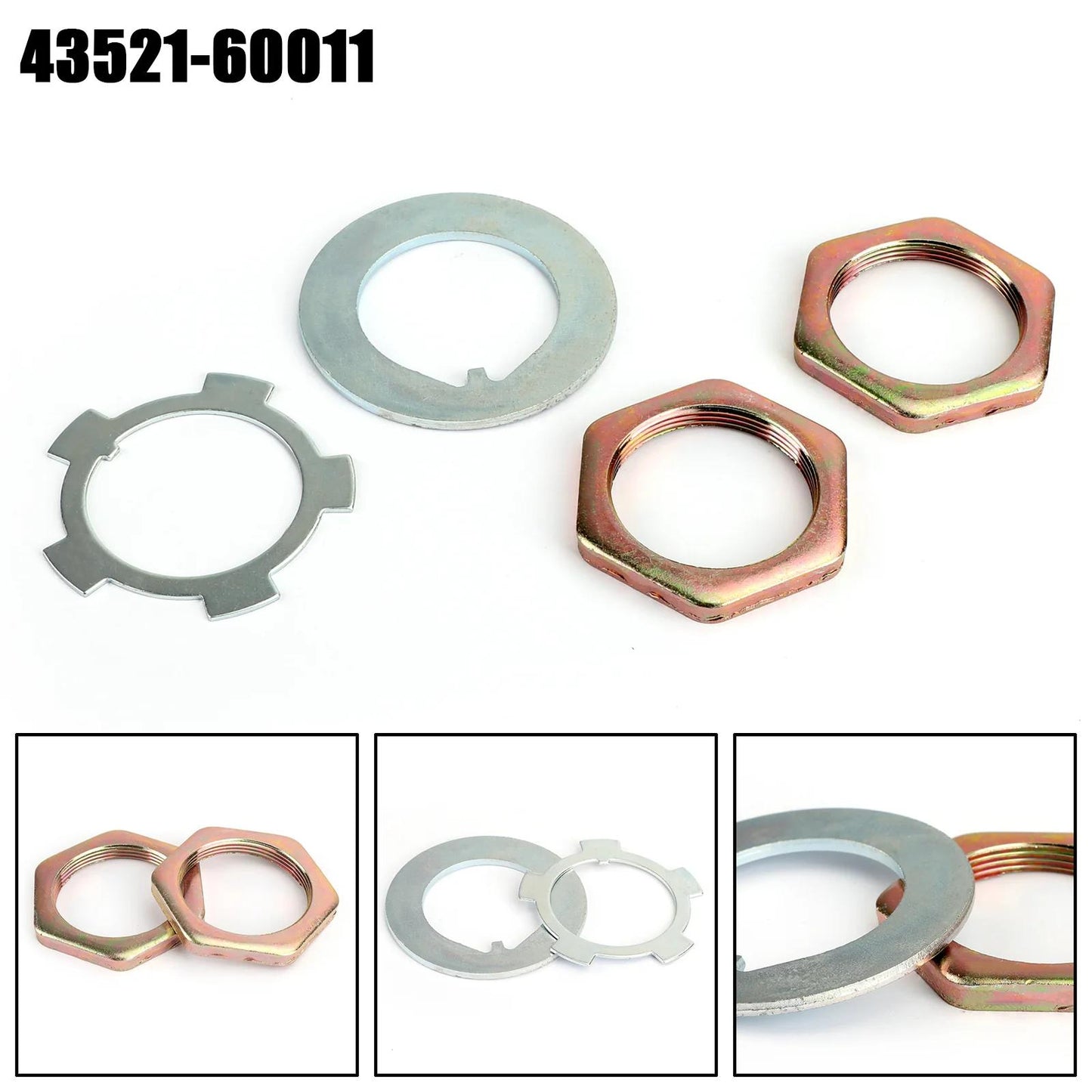 Front Axle Hub Spindle Lock Nut Washer Kit 43521-60011 For Toyota Jeep Hiluxs Generic