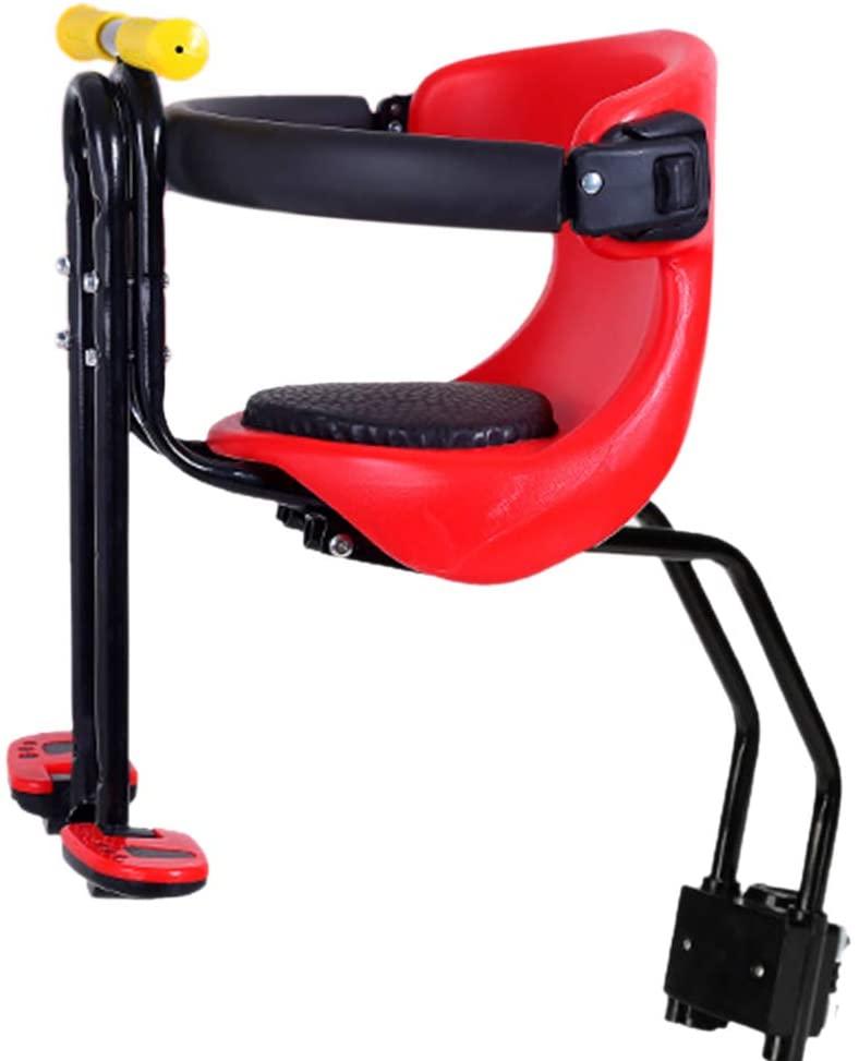 WOLFBUSH Bicycle Kids Front Baby Seat Bike Carrier 50KG Bearing Child Bike Seat with Handrail and Foot Pedals for Mountain Bikes, Road Bikes and Cruiser Bikes