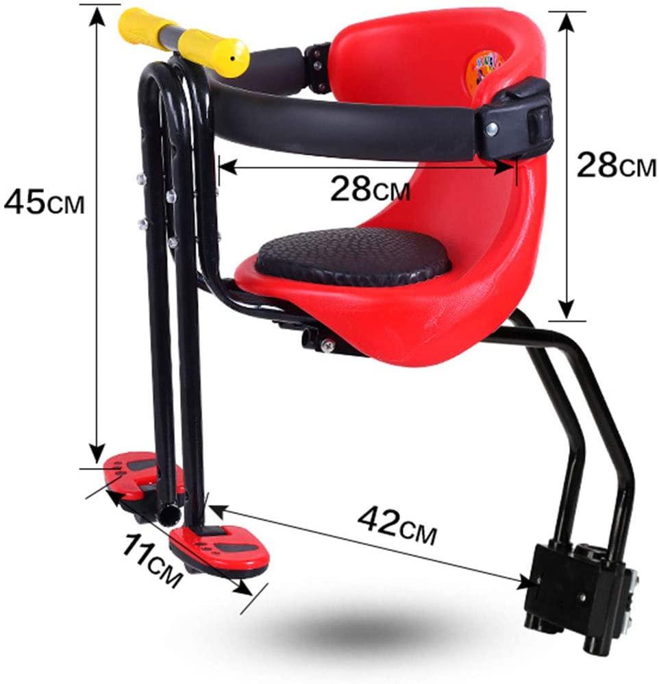 WOLFBUSH Bicycle Kids Front Baby Seat Bike Carrier 50KG Bearing Child Bike Seat with Handrail and Foot Pedals for Mountain Bikes, Road Bikes and Cruiser Bikes