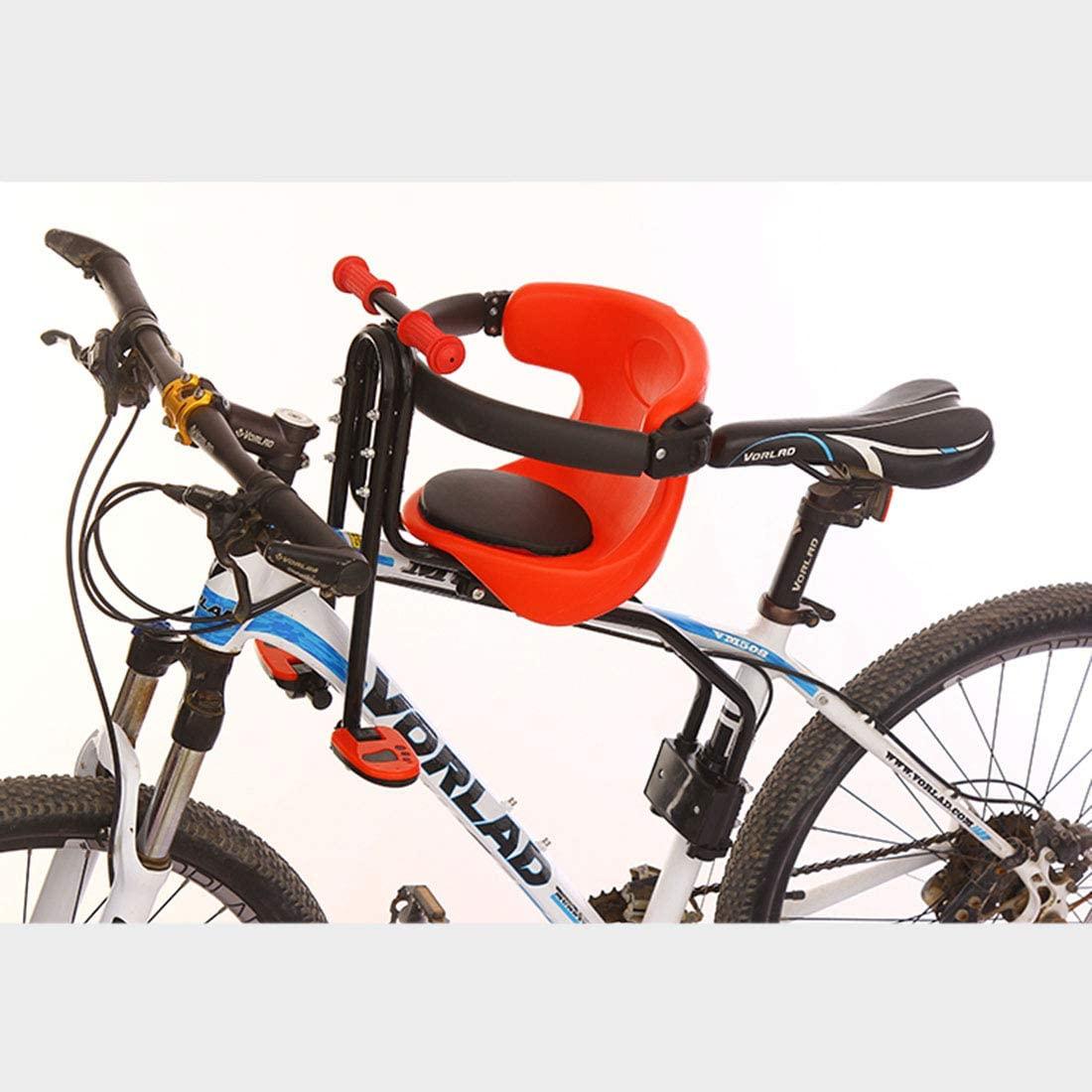 WOLFBUSH Bicycle Kids Front Baby Seat Bike Carrier 50KG Bearing Child Bike Seat with Handrail and Foot Pedals for Mountain Bikes, Road Bikes and Cruiser Bikes