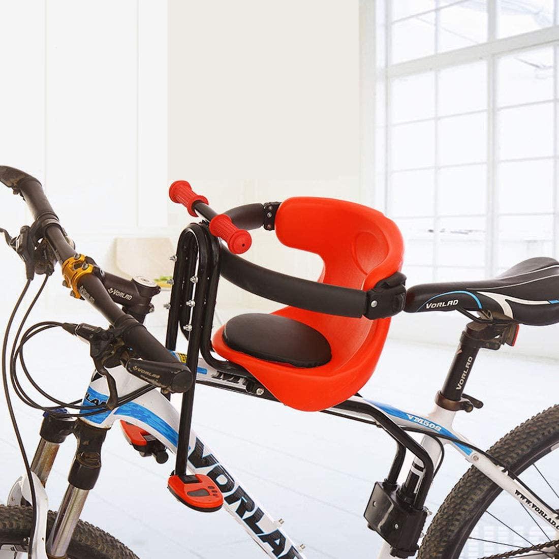 WOLFBUSH Bicycle Kids Front Baby Seat Bike Carrier 50KG Bearing Child Bike Seat with Handrail and Foot Pedals for Mountain Bikes, Road Bikes and Cruiser Bikes