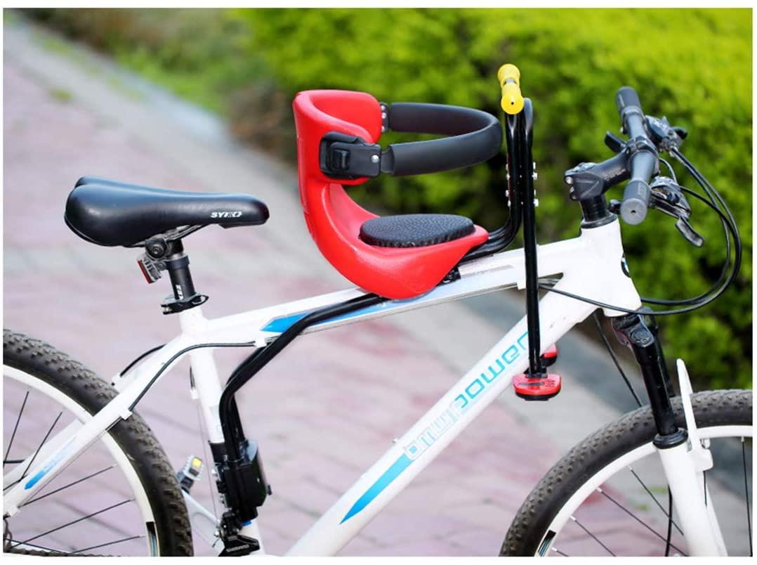 WOLFBUSH Bicycle Kids Front Baby Seat Bike Carrier 50KG Bearing Child Bike Seat with Handrail and Foot Pedals for Mountain Bikes, Road Bikes and Cruiser Bikes