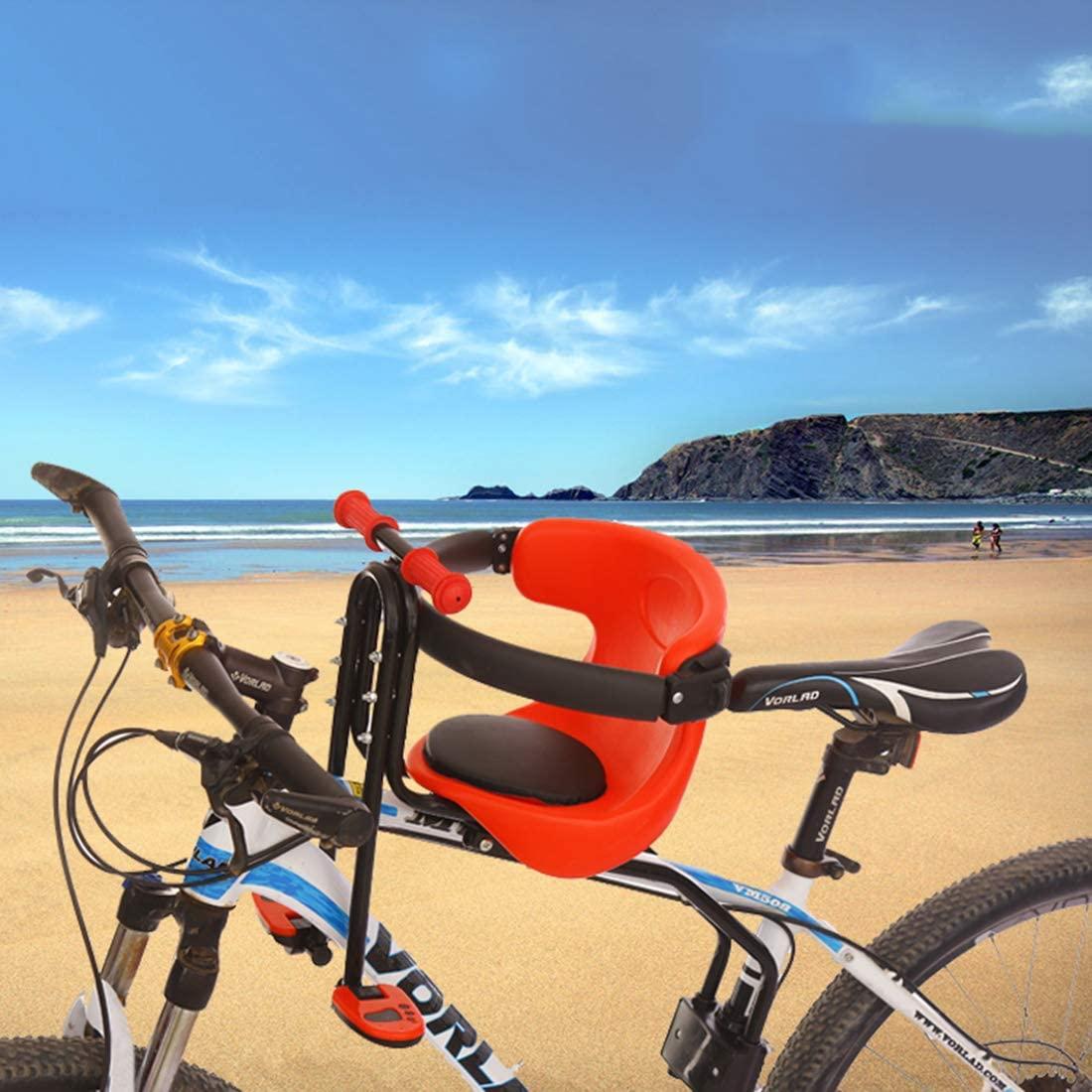 WOLFBUSH Bicycle Kids Front Baby Seat Bike Carrier 50KG Bearing Child Bike Seat with Handrail and Foot Pedals for Mountain Bikes, Road Bikes and Cruiser Bikes