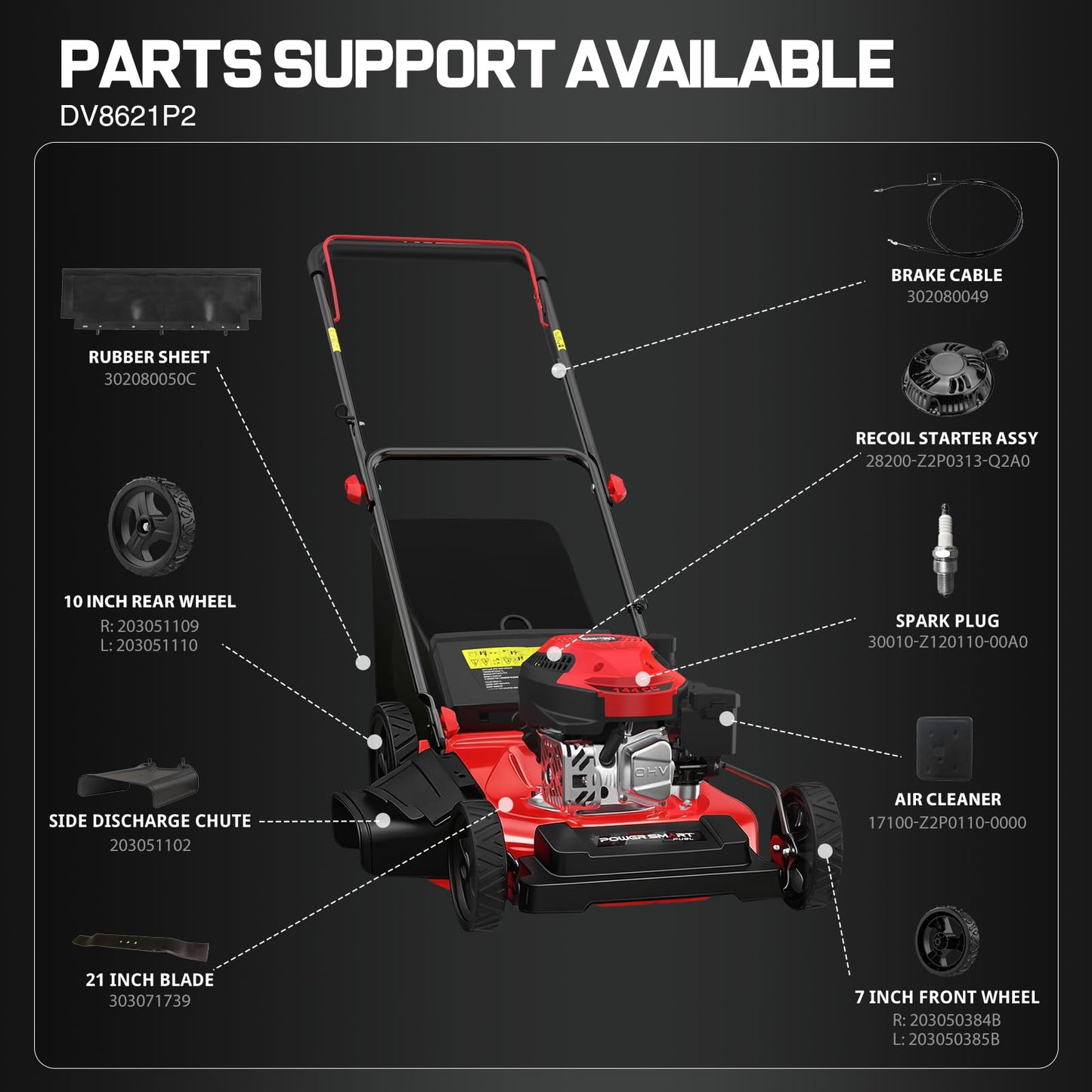 EasyGlide 21-Inch Gas Lawn Mower, 144cc 4-Stroke OHV Engine, Push Walk-Behind, 3-in-1 Mulch/Bag/Side Discharge, Steel Deck, 6 Height Adjustment