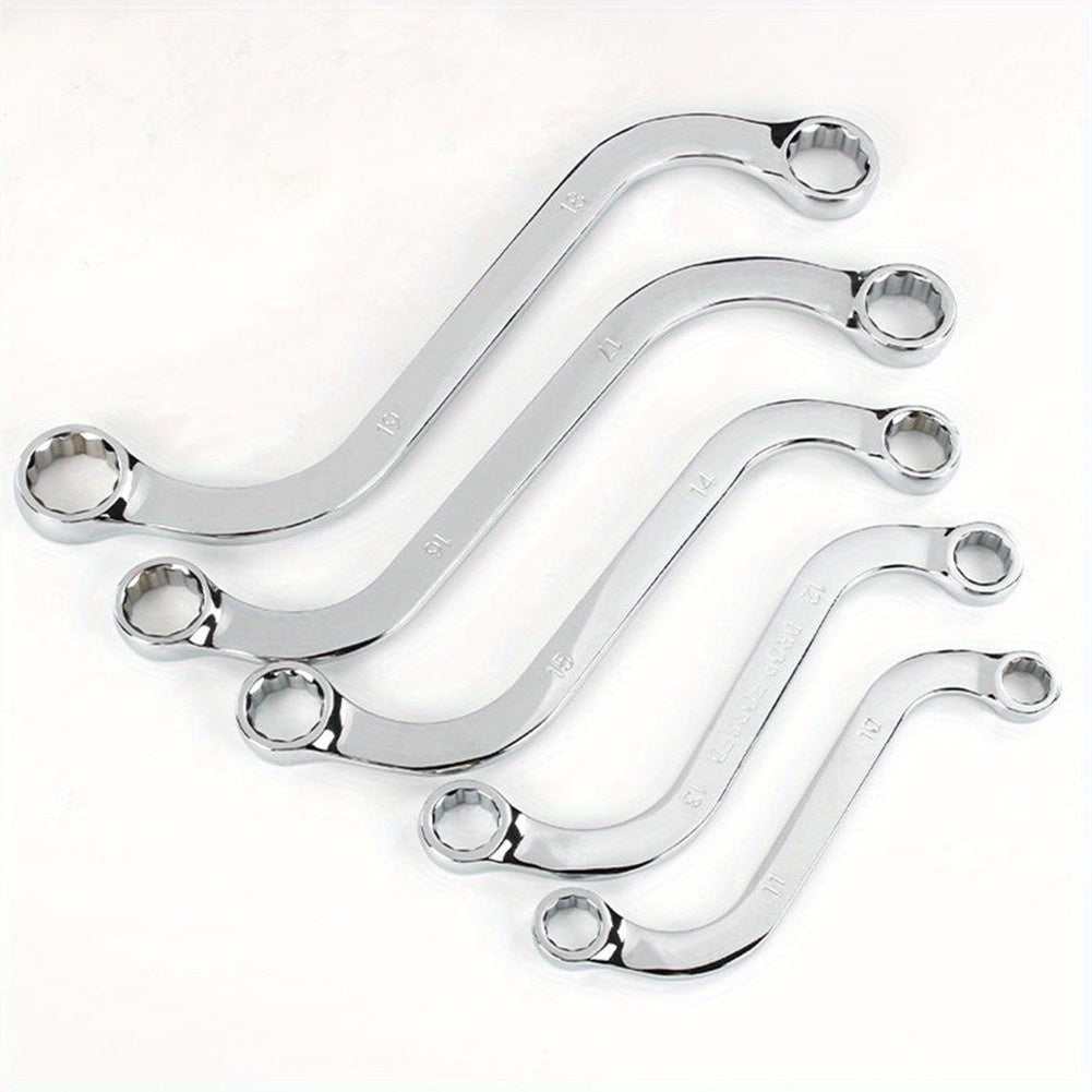 5Pcs S Type 10-19mm 12-Point Box Ends Double-Headed Special-Shaped Fastening Wrench Car Repair Tool S-Shaped Spanner Hardware