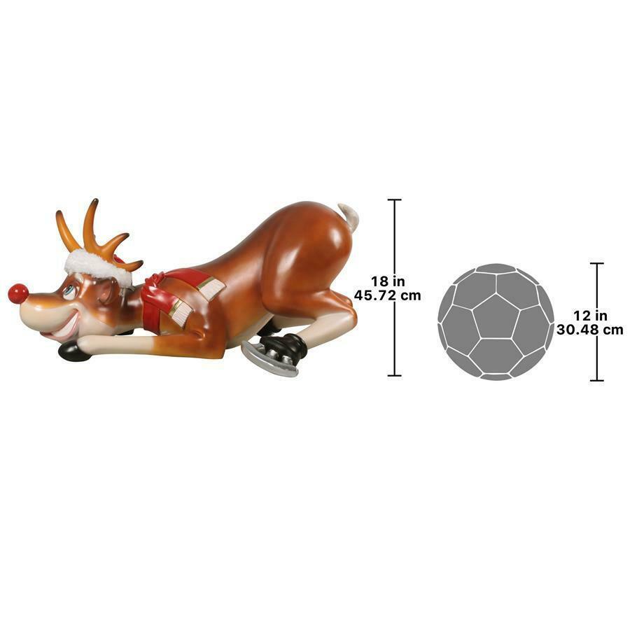 Toscano Slip-Slider Santa's Red-Nosed Christmas Reindeer Statue