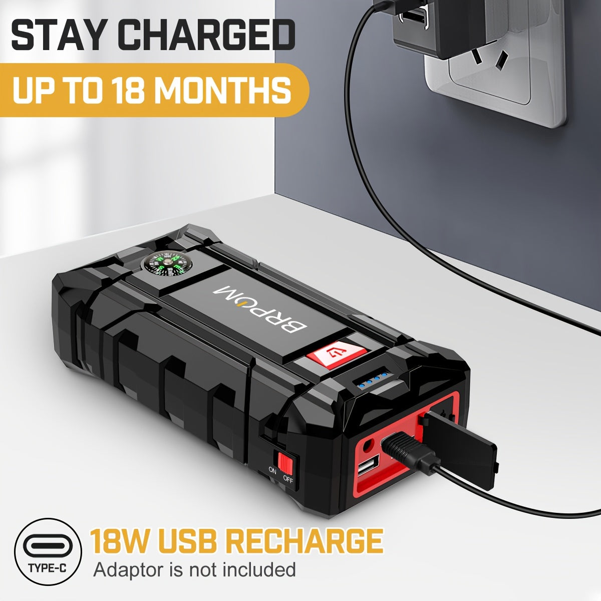 Car Jump Starter, 3000A Peak  (Up To 2.64gal Gas Or 2.11gal Diesel Engine, 50 Times) 12V Auto Booster Battery With  Charger Smart Jump Cables