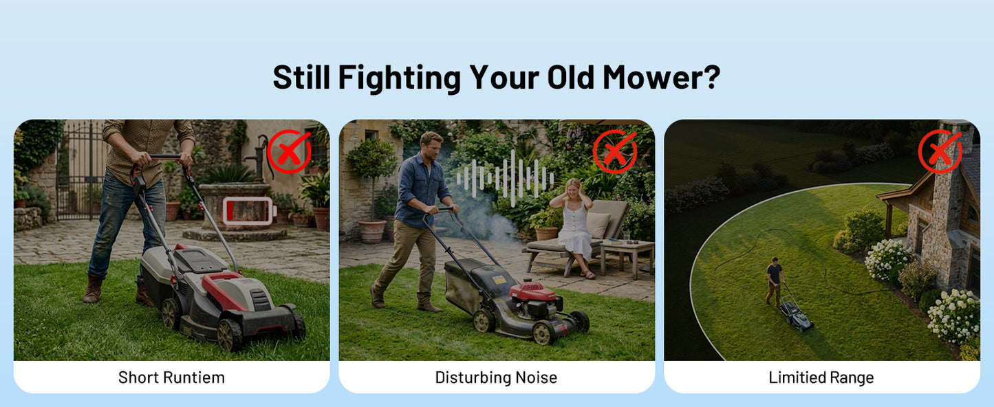 21" 40V Cordless Lawn Mower, Self-Propelled &amp; Push 2-in-1 Battery Powered Lawnmower with 2 x 8.0Ah