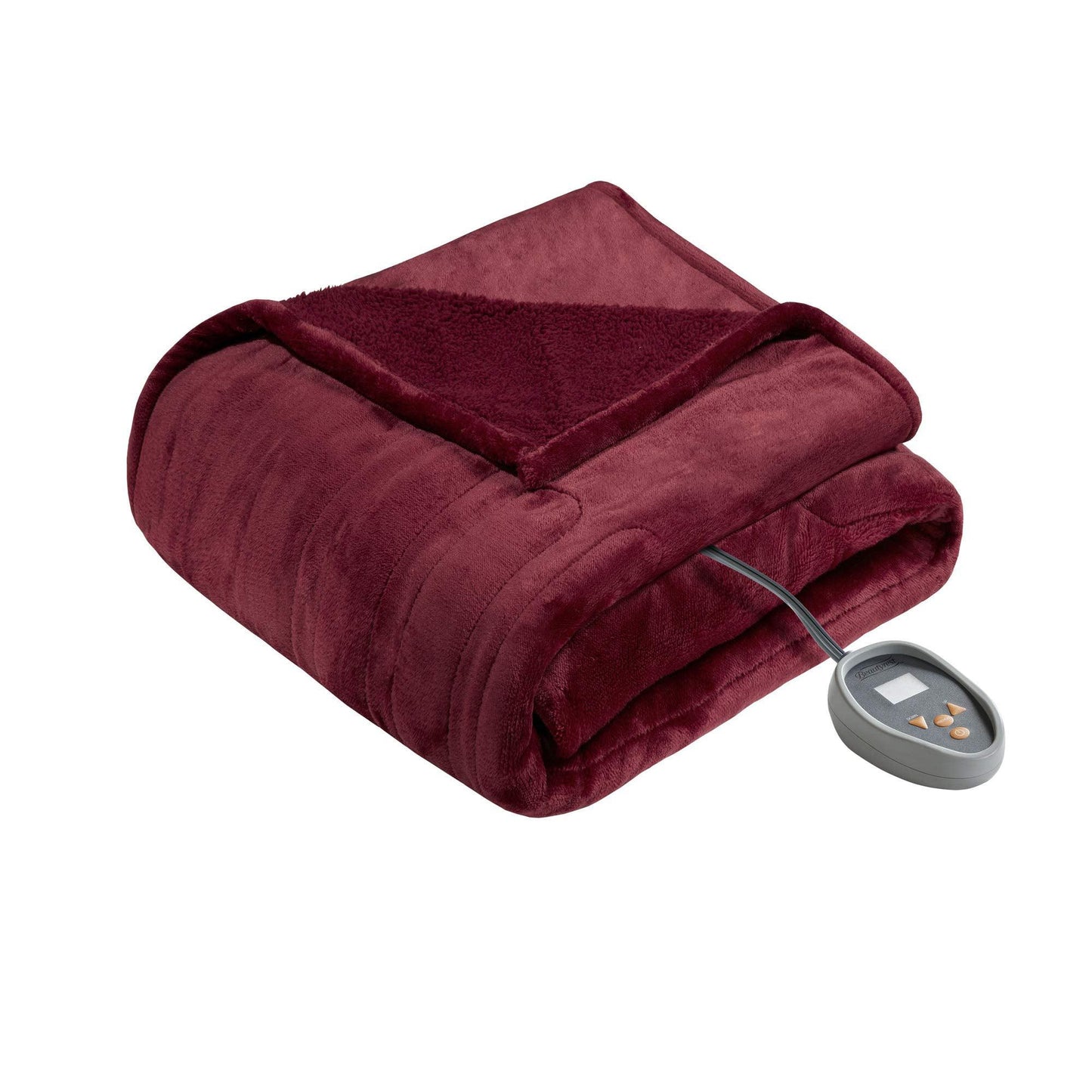 Gracie Mills Berber Elect Electric Blanket w/2 20 Heat Level Setting Controllers - Full, Red -BR54-0390