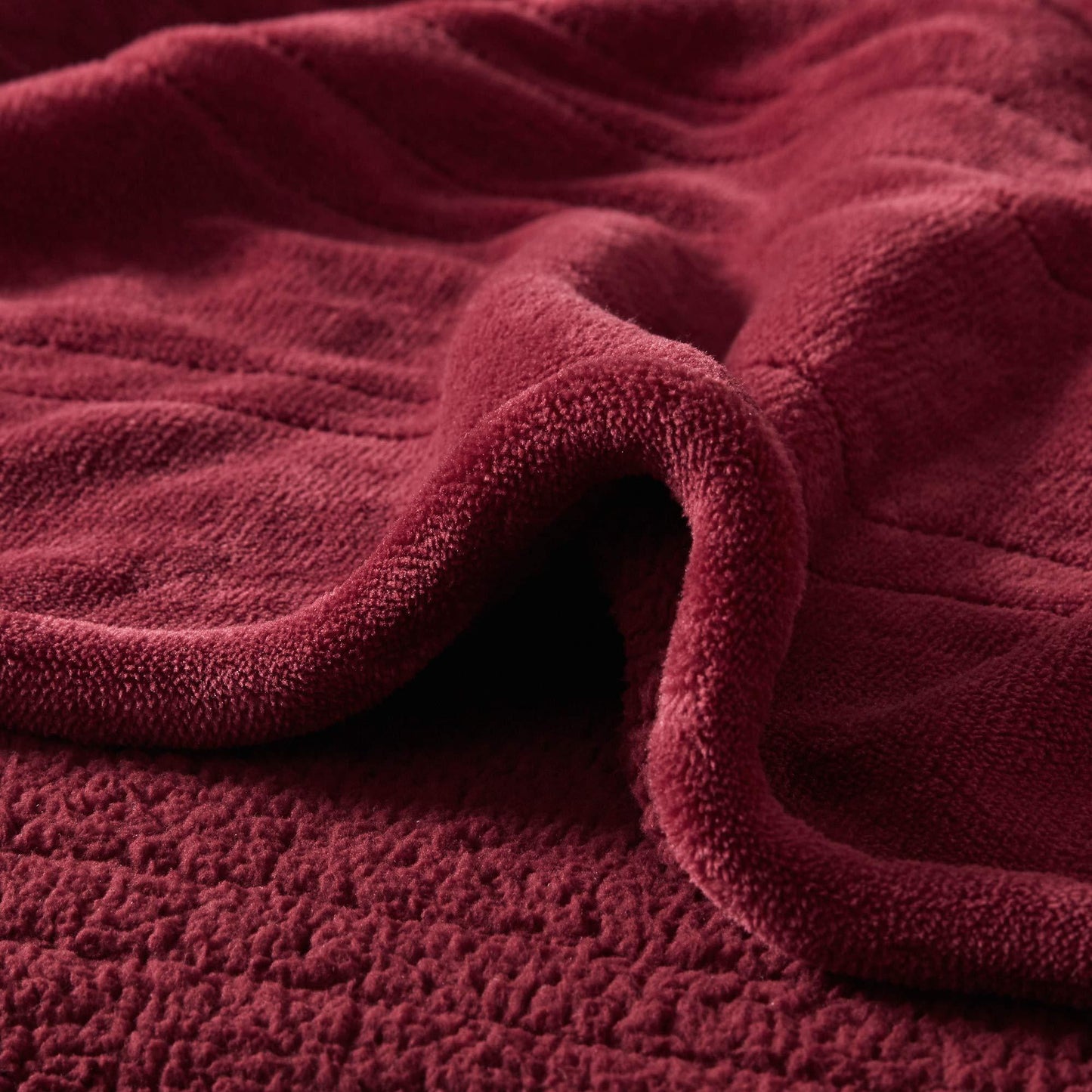 Gracie Mills Berber Elect Electric Blanket w/2 20 Heat Level Setting Controllers - Full, Red -BR54-0390