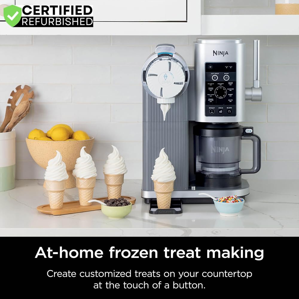 NC701 CREAMi Swirl 13-in-1 Soft Serve Ice Cream Machine (Renewed) Bundle with 2 YR CPS Enhanced Protection Pack