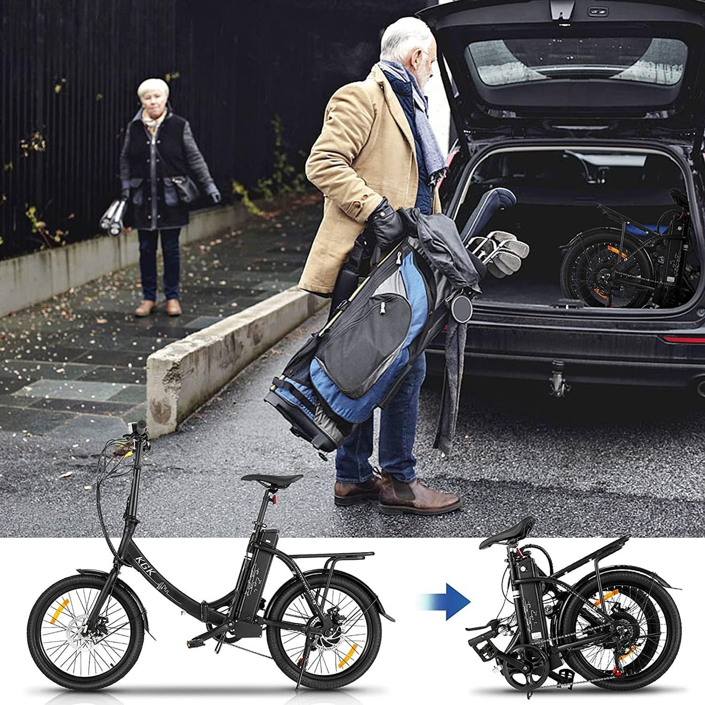 HIFRRUY Electric Bicycle, 20" Electric Folding Bike for Adults and Teenagers, Commuter E-Bike with 36V/10.4Ah Removable Lithium-Ion Battery, Top Speed 20mph, Throttle &amp; Pedal Assist