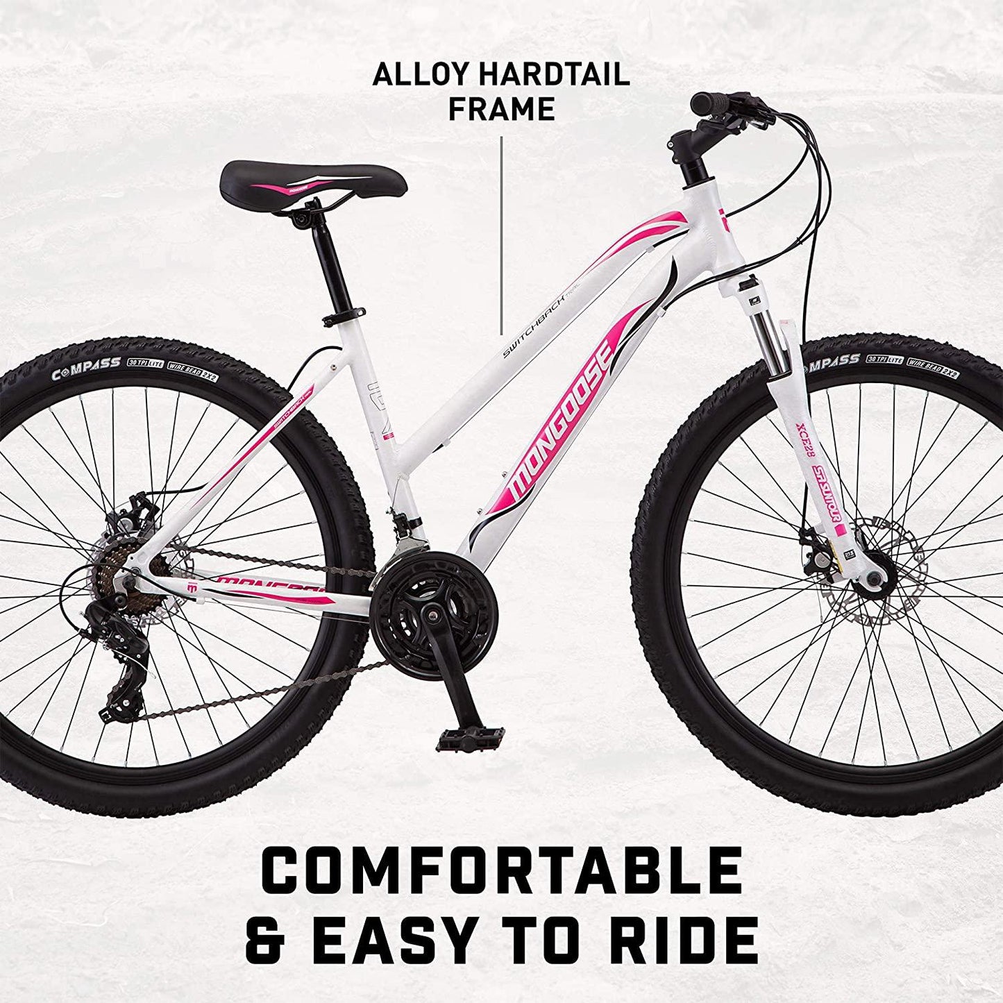 Mongoose Switchback Adult Mountain Bike, 8-21 Speeds, 27.5-Inch Wheels, Aluminum Frame, Disc Brakes, Multiple Colors