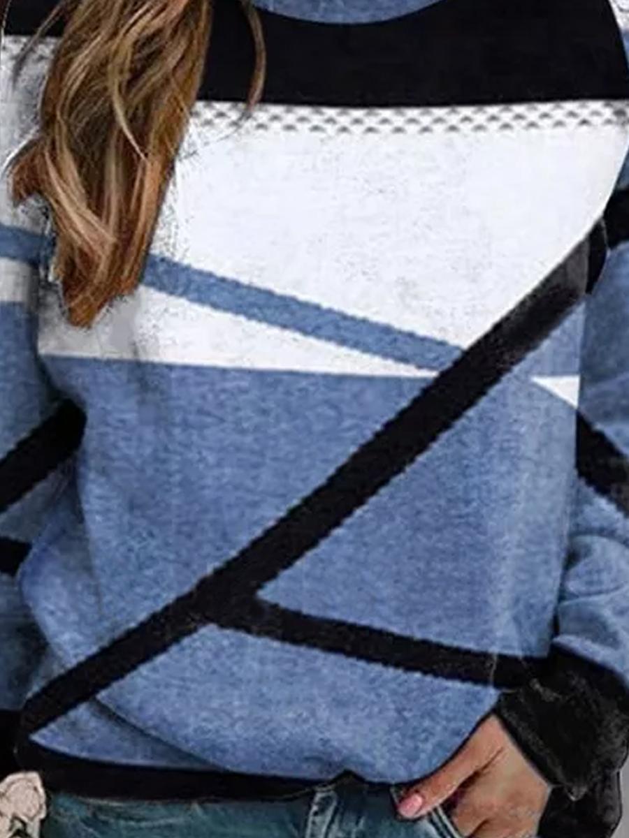 Round Neck Line Art Print Casual Long-sleeved Sweatshirt