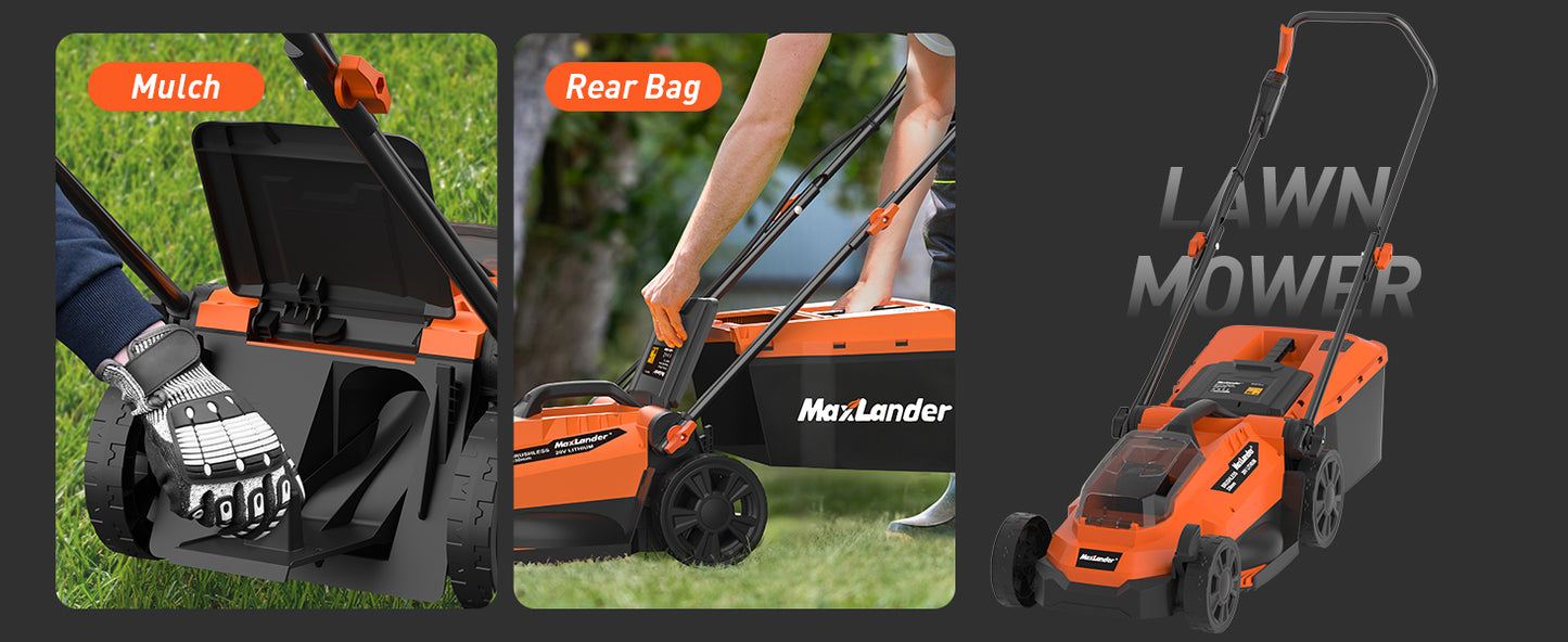 20V 13 Inch Electric Lawn Mower and 12 Inch Cordless Weed Wacker and 600CFM Cordless Leaf Blower Combo, Cordless Lawn Mower Set with 2 x 4.0Ah &amp; 2 x 3.0Ah Batteries and Dual Chargers