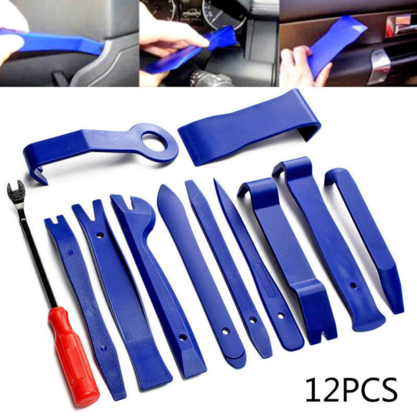 12PCS Auto Door Clip Panel Trim Removal Tools Kits Navigation Blades Disassembly Plastic Car Interior Conversion Repairing Tool